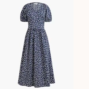 J Crew Factory Floral Blue Midi Dress